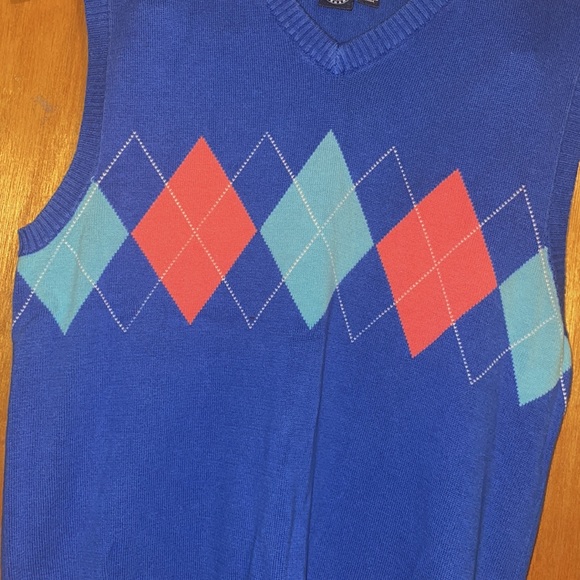 •J.KHAKIS•LITTLE BOYS SIZE LARGE BLUE COLORFUL DIAMOND PRINT SWEATER VEST - Picture 6 of 6